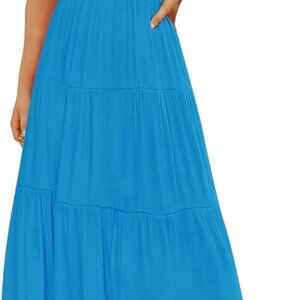 Women's 2025 Summer Casual Flutter Short Sleeve Crew Neck Smocked Elastic Waist